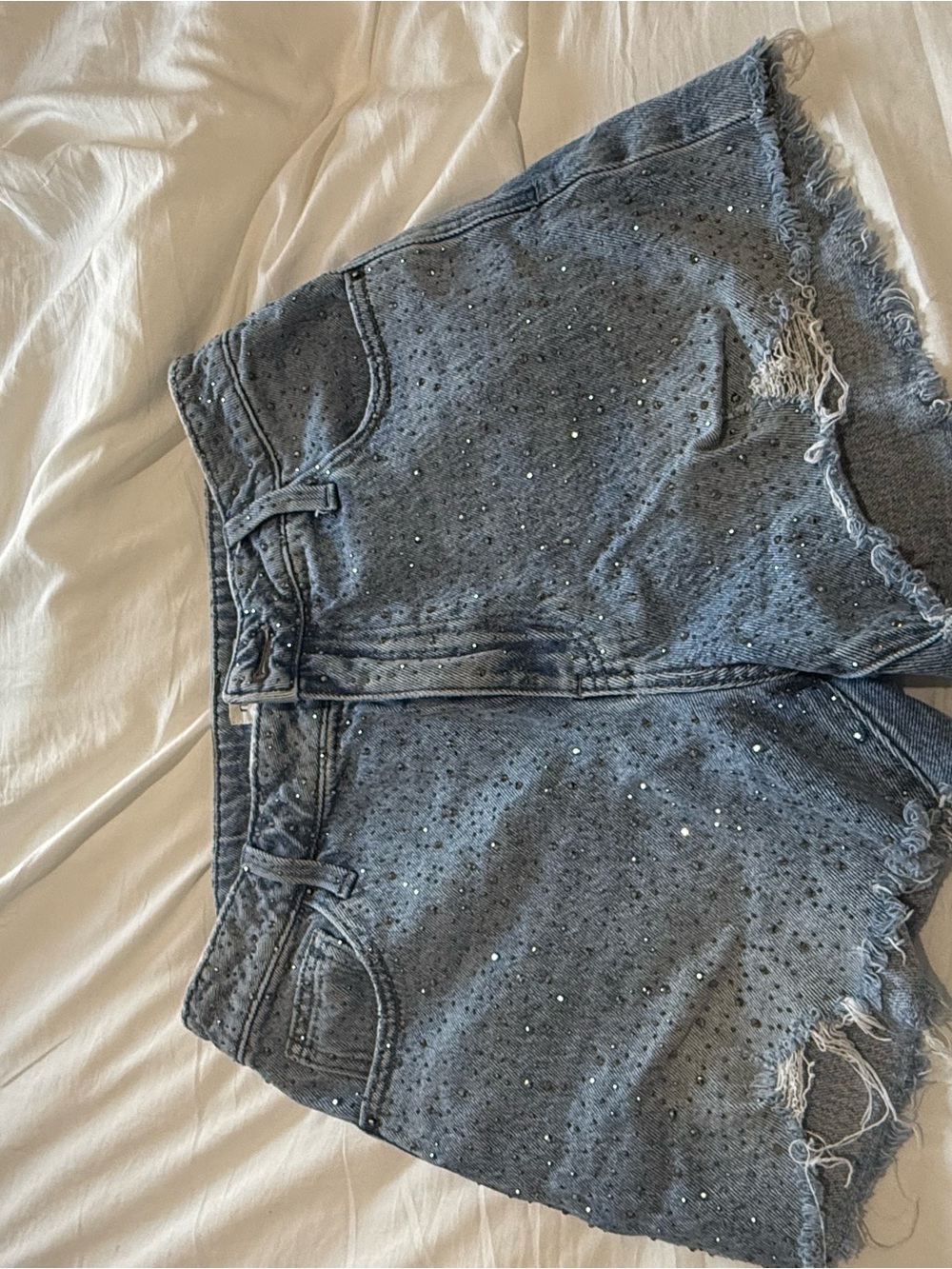 Maurices Denim Jean Shorts with Sparkle Embellishment - Blue